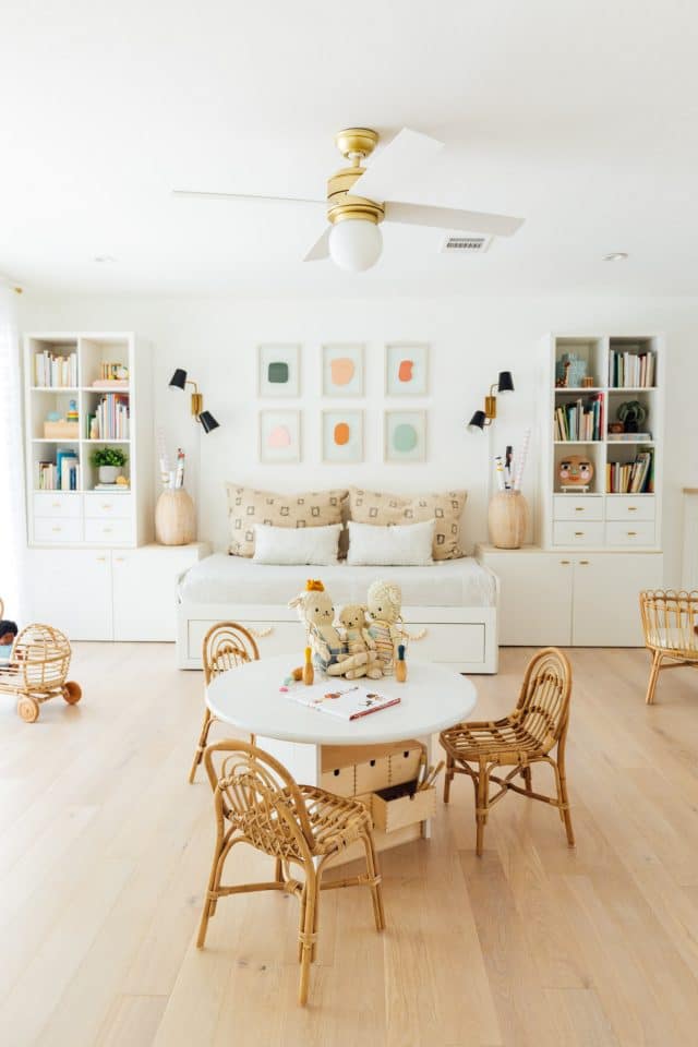 Our Kids Playroom Idea with Faux Built In Cabinets