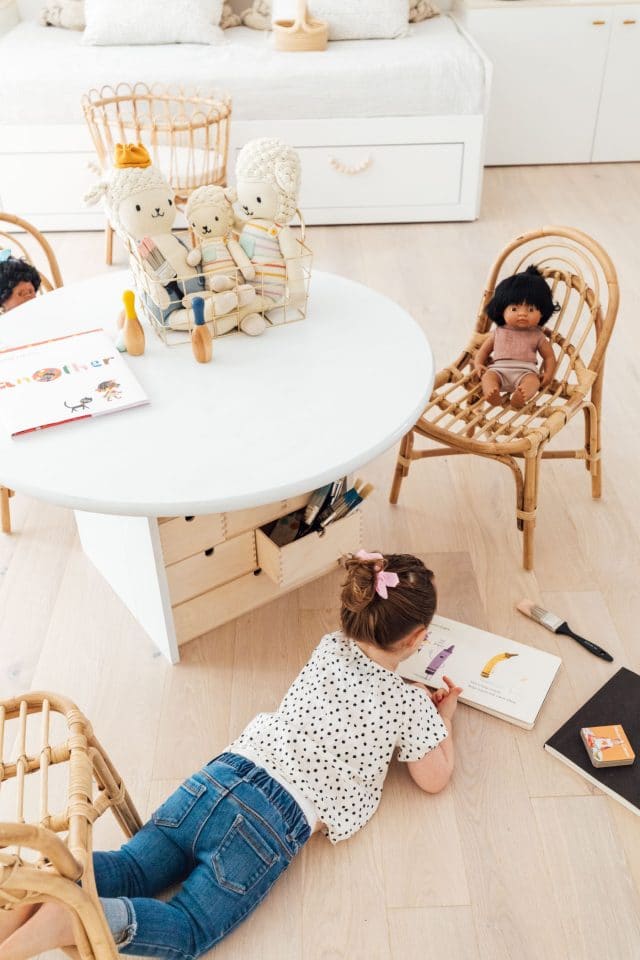 photo of our Ikea hack kid's table by top Houston lifestyle blogger Ashley Rose of Sugar & Cloth