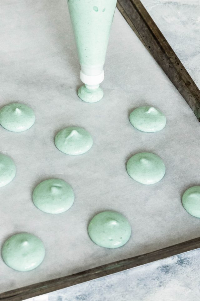 photo how to pipe macarons by top Houston lifestyle blogger Ashley Rose of Sugar & Cloth