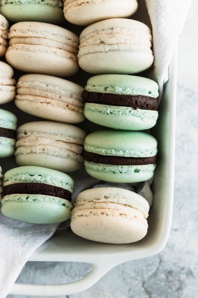 photo of a closeup of the buttercream and chocolate french macarons by top Houston lifestyle blogger Ashley Rose of Sugar & Cloth