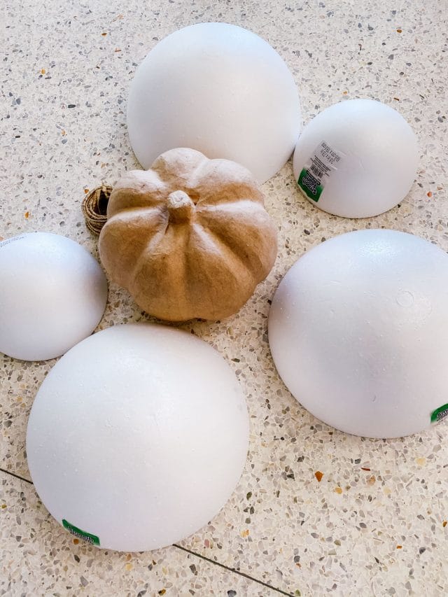 foam balls and kraft paper pumpkin for crafting