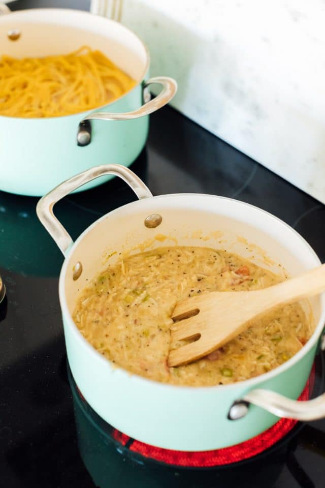 photo of how to make chicken pasta bake by top Houston lifestyle blogger Ashley Rose of Sugar & Cloth