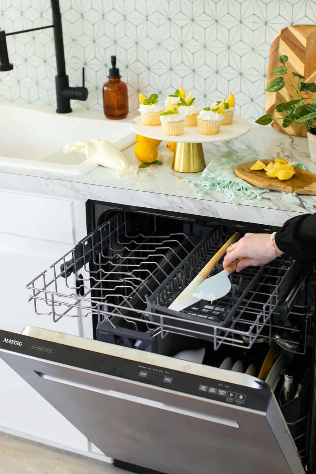 photo of our top drawer of our Maytag dishwasher by top Houston lifestyle blogger Ashley Rose of Sugar & Cloth