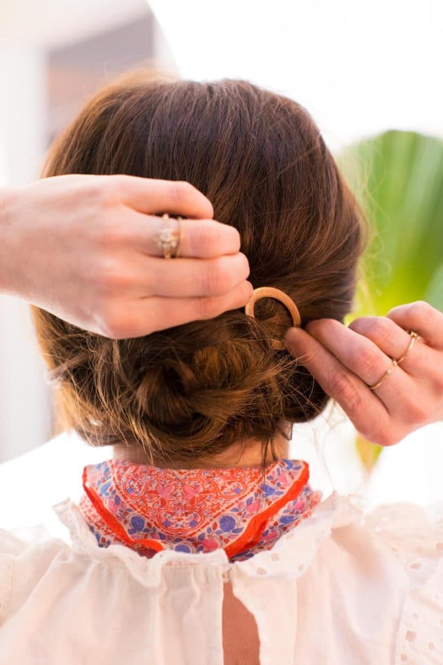 photo of a cute clip for a simple braided up do by top Houston lifestyle blogger Ashley Rose of Sugar & Cloth