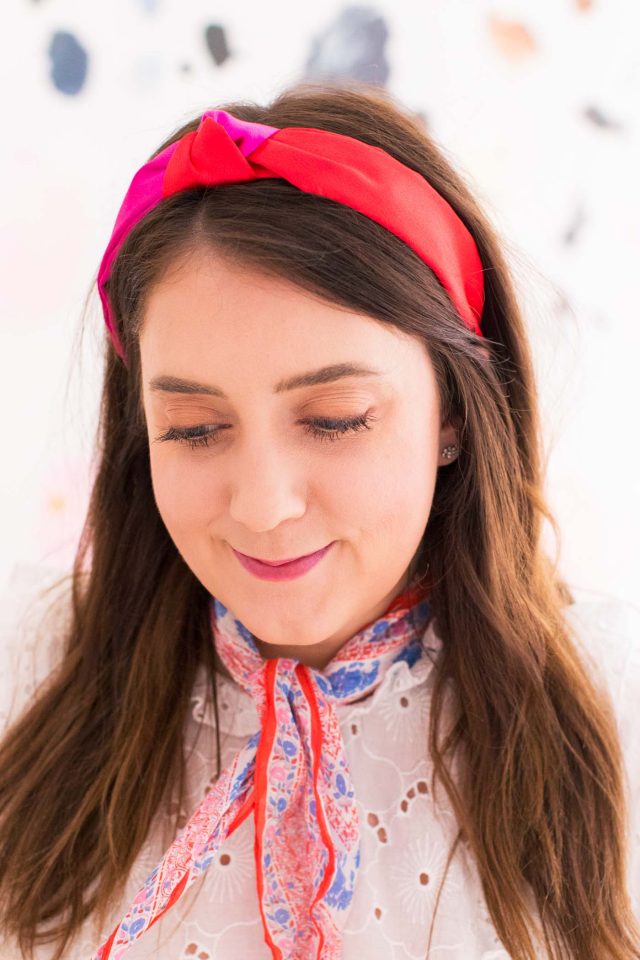 photo of an accent headband option for an easy dirty hair hairstyle by top Houston lifestyle blogger Ashley Rose of Sugar & Cloth
