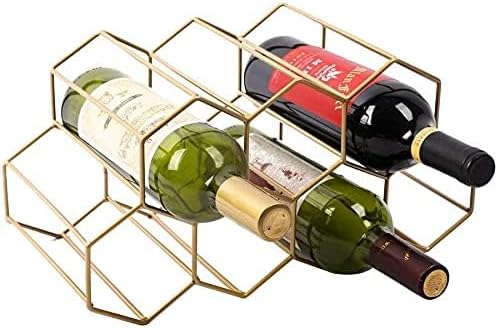 Urban Deco Small Gold Wine Rack 9 Bottle Holder Countertop 