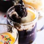 chocolate mug cake - photo of the moist chocolate mug cake with vanilla frosting