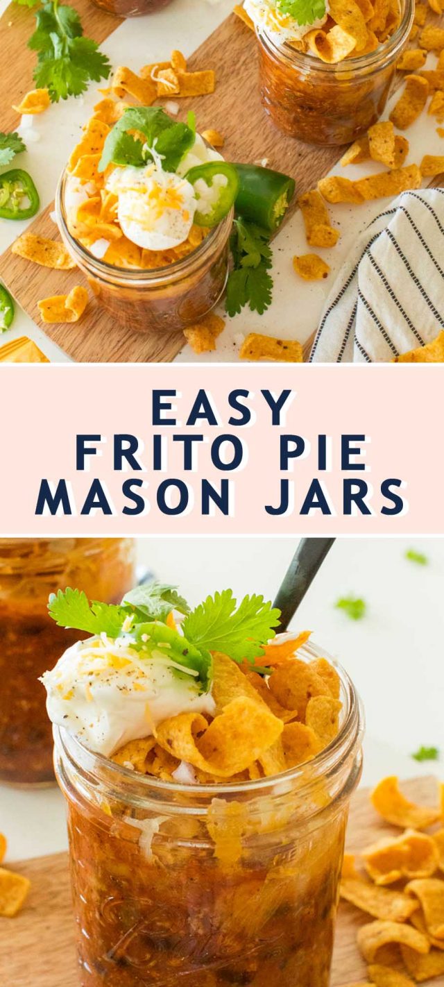 photo of the recipe card on how to make easy frito pie mason jars by top Houston lifestyle blogger Ashley Rose of Sugar & Cloth
