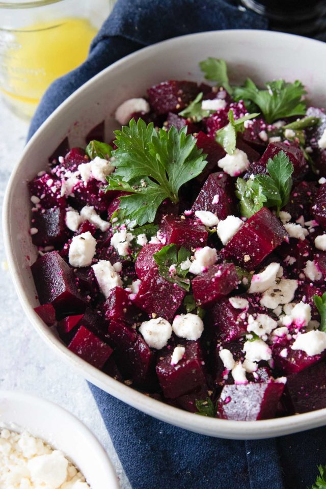 close up photo of the beetroot salad recipe by top Houston lifestyle blogger Ashley Rose of Sugar & Cloth