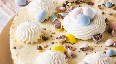 closeup photo of the Easter Egg Cheesecake by top Houston lifestyle blogger Ashley Rose of Sugar & Cloth
