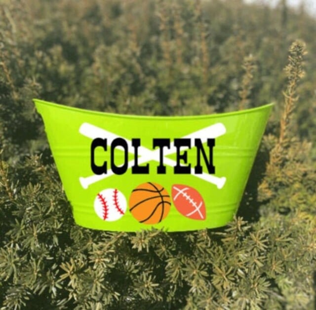 Sports Themed Personalized Easter Bucket, Personalized Easter Basket, Candy Bucket, Custom Easter Bucket Basketball Baseball Football Basket