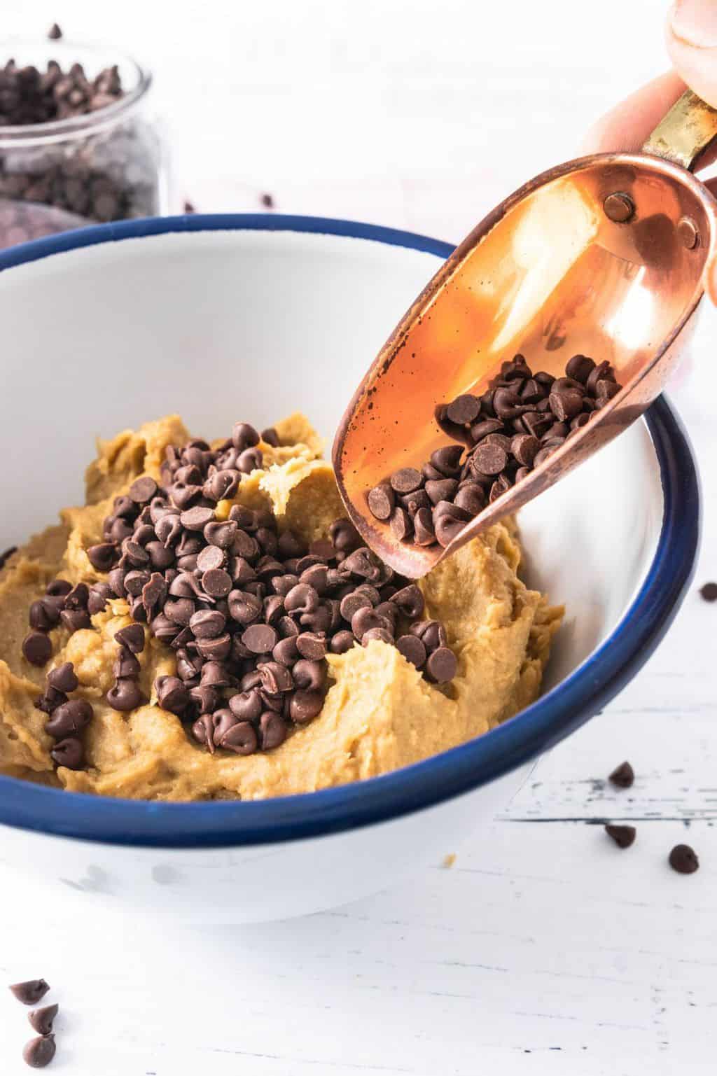 Chickpea Cookie Dough with Chocolate chips by Sugar and Cloth