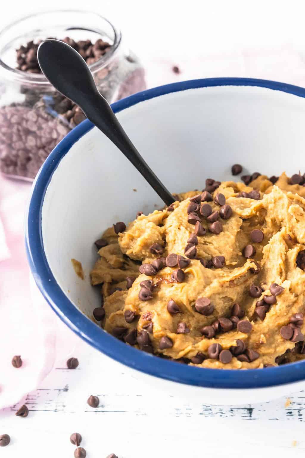 Mixed Chickpea Cookie Dough with Chocolate chips by Sugar and Cloth