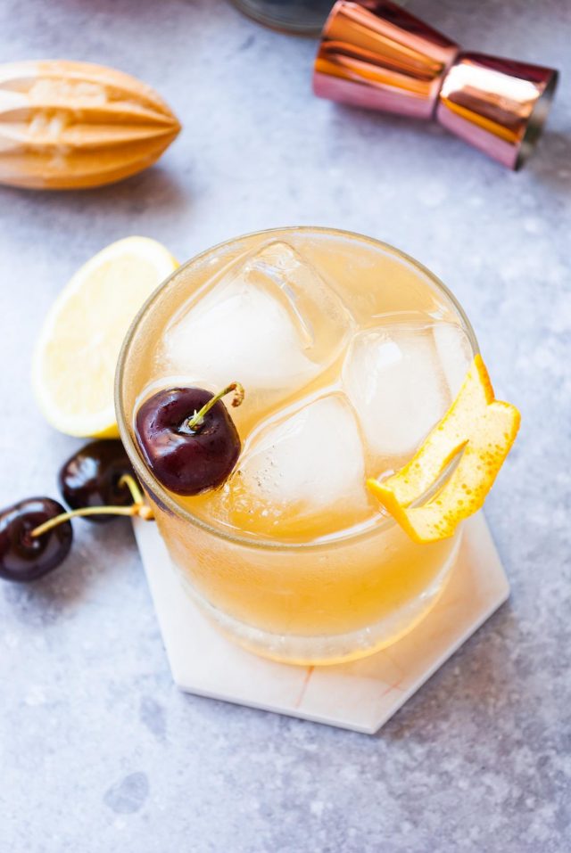 Amaretto Sour Mix - A close up of a cupful drink