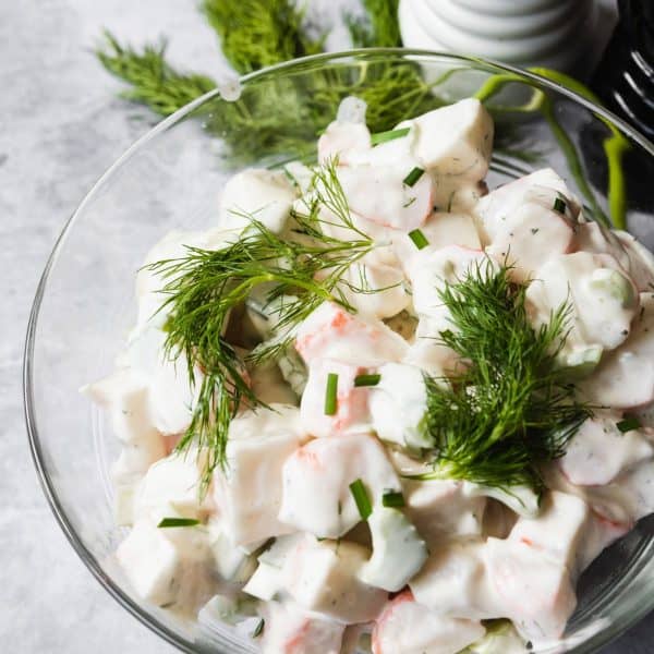 photo of a quick and easy crab salad recipe by sugar and cloth