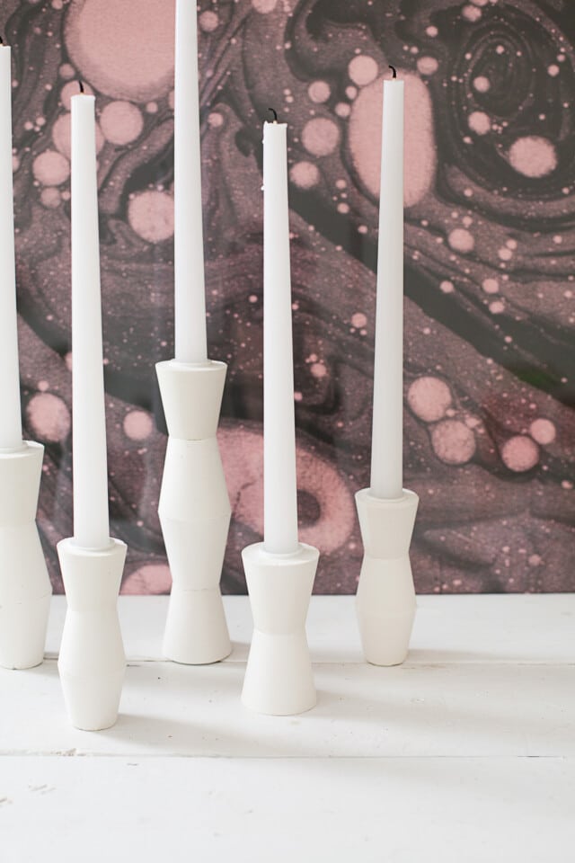 DIY Mid Century Candlestick Holders by A Beautiful Mess