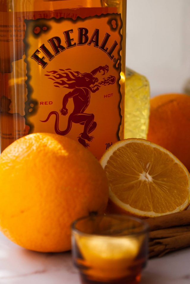 jello shots with fireball - fireball whiskey and oranges