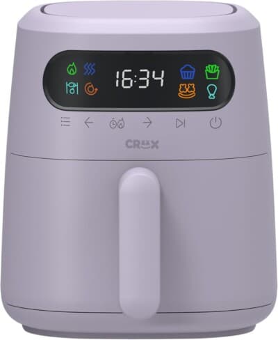 CRUX x Marshmello 3.0 QT Digital Air Fryer with TurboCrisp Technology, Touch Screen Temperature Control, Timer and Auto Shut-off, Fully Programmable, Silicone Cupcake Molds Included, Lavender