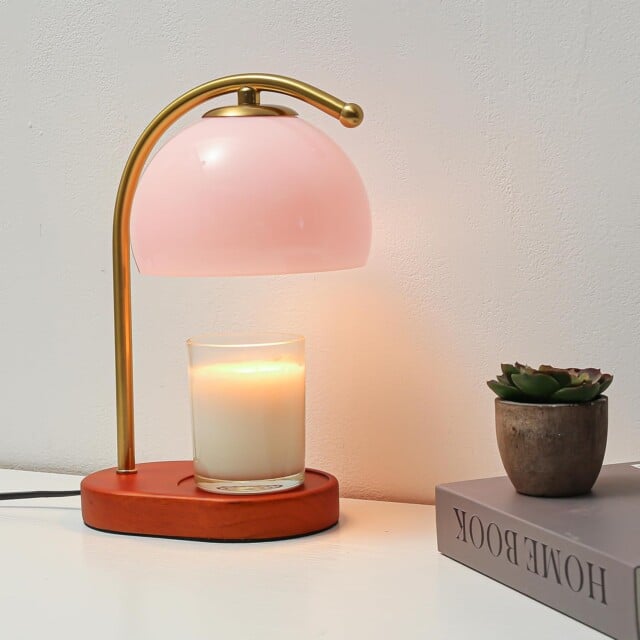 Mid Century Pink Glass Candle Warmer Lamp with Timer & Dimmer for gifts for women who want nothing