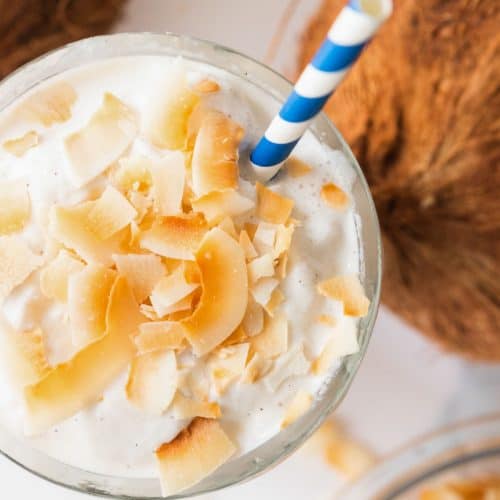 fresh coconut smoothie - close up shot of coconut shake