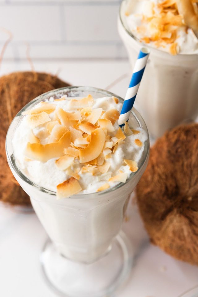 blended coconut - blended coconut shake with toasted coconut shreds