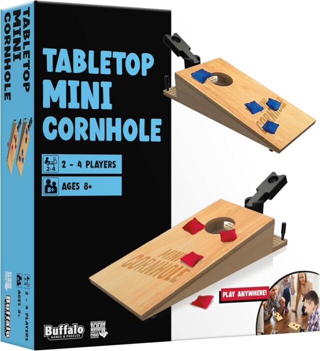 Buffalo Games - Tabletop Mini Cornhole - Dexterity Skill Game - Toss Across - Competative Two Player - On The Go Game 