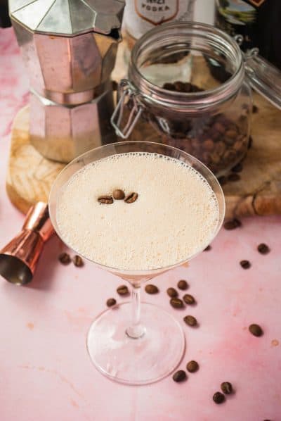 espresso martini recipe - top view shot of the cocktail