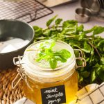 how to make simple syrup for cakes - min syrup with a mint garnish