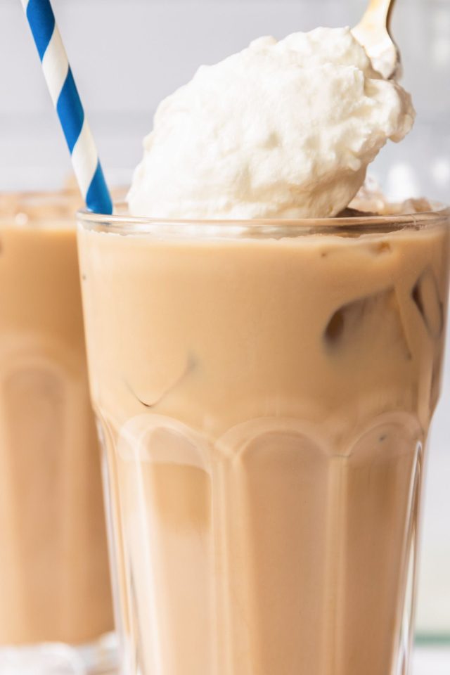 iced white mocha - drink with whipped cream