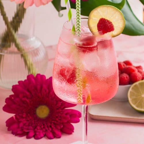 gin and sprite - a pink cocktail drink