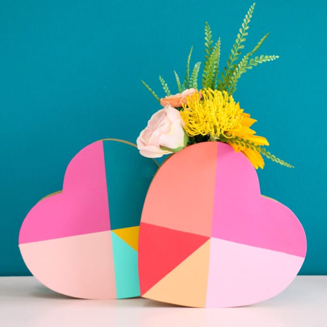 DIY Geometric Vase for homemade valentines days gifts