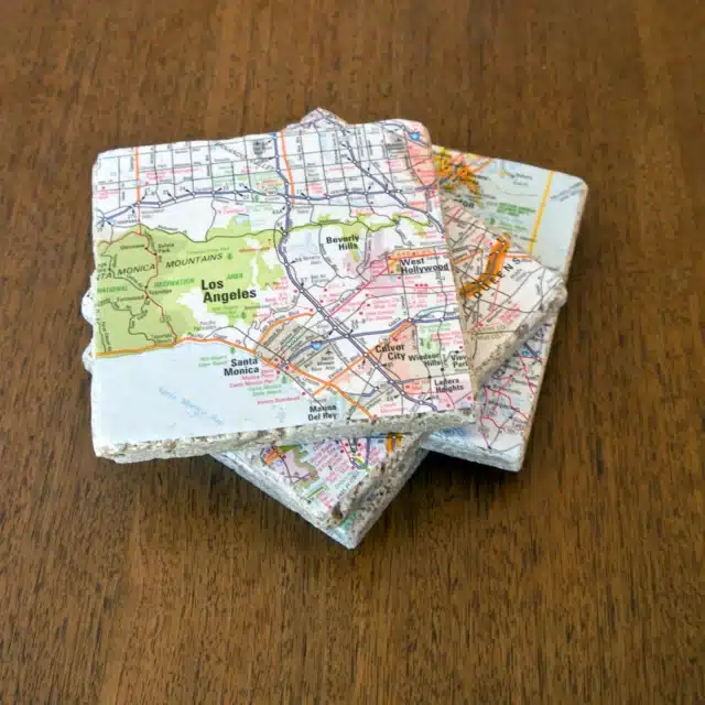 DIY map coasters for diy valentines day gifts