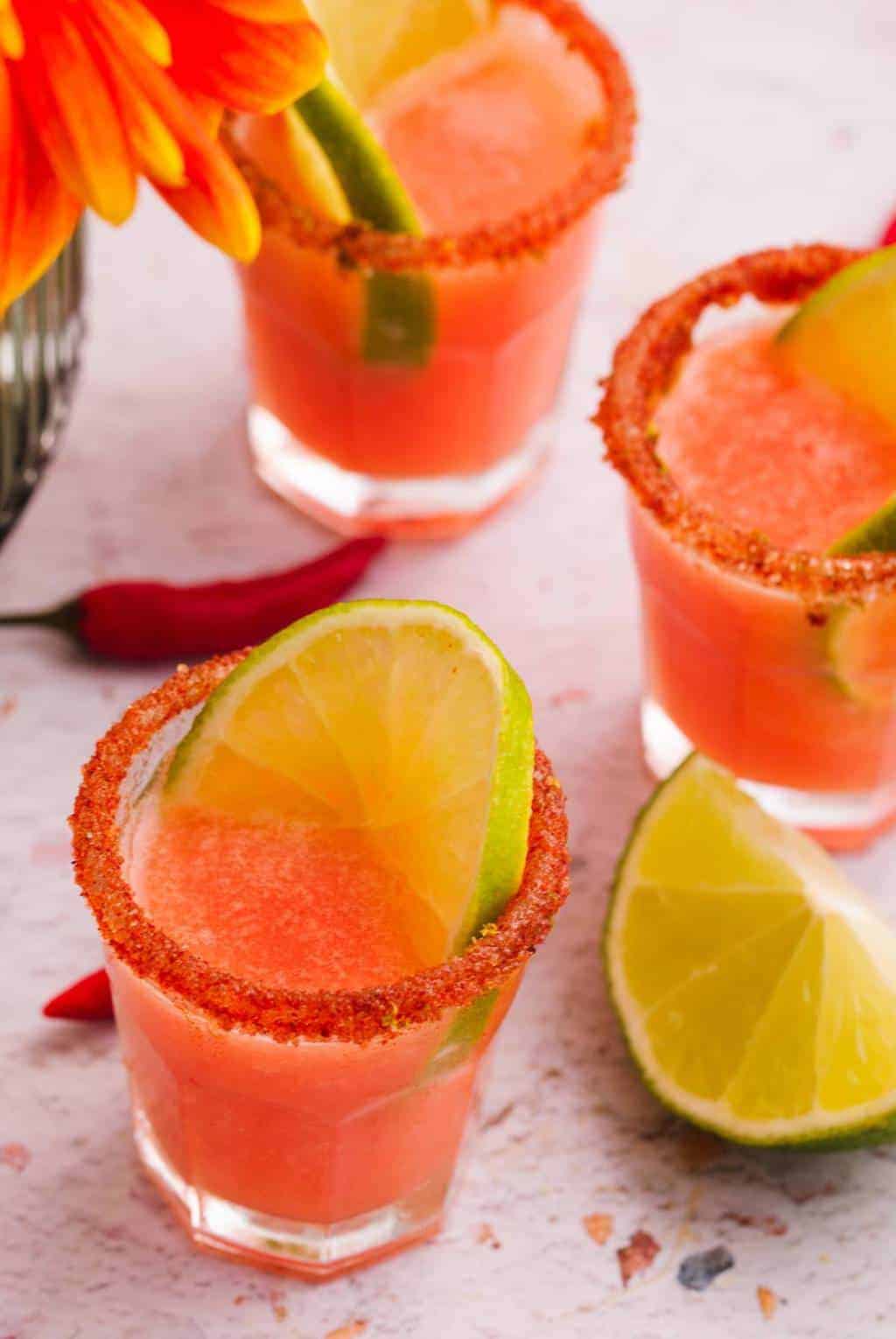 mexican lollipop shots - cocktail servings in a cup