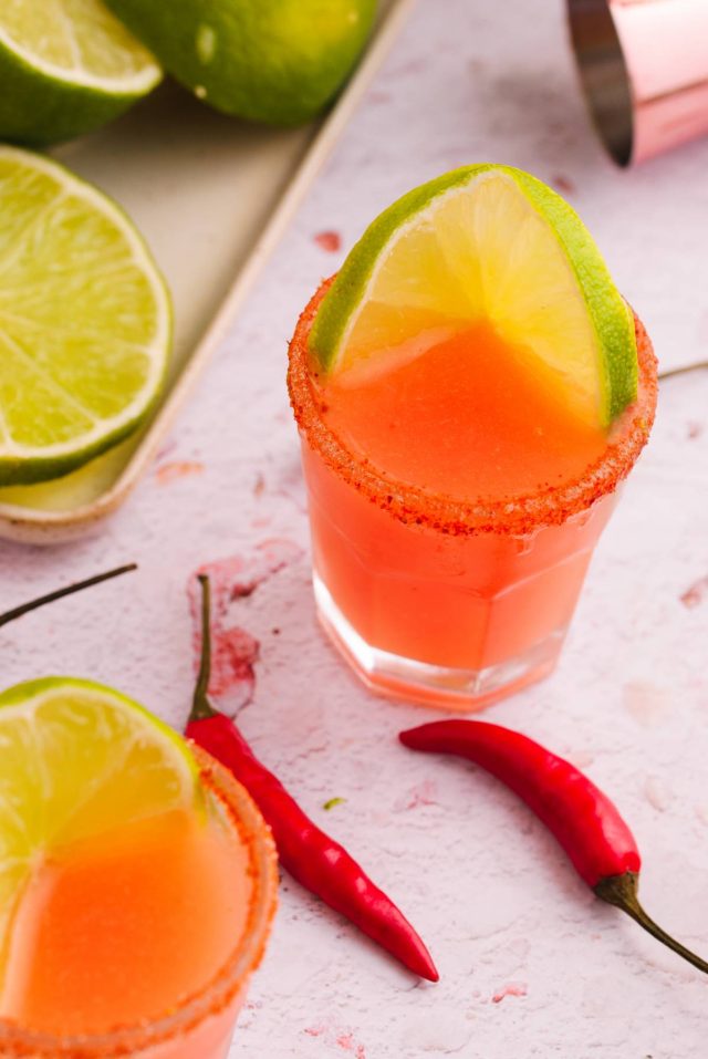 mexican candy shot recipe - cocktail with chili pepper