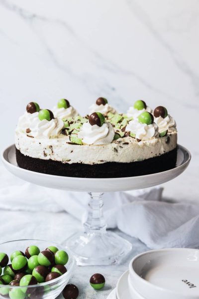 Mint Aero Cheesecake Recipe for St. Patrick's part food ideas by Sugar & Cloth