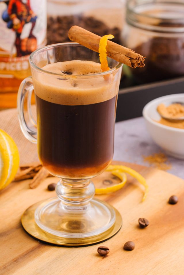 a glass of carajillo coffee cocktail