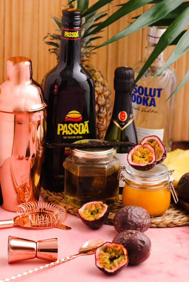 ingredients to make passion fruit martini 