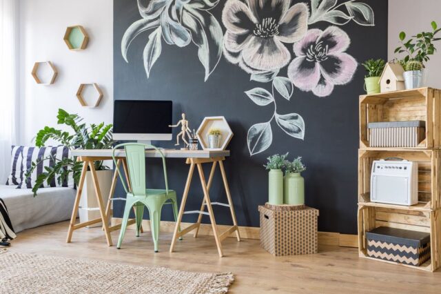flower Chalkboard Wall for little girls bedroom ideas