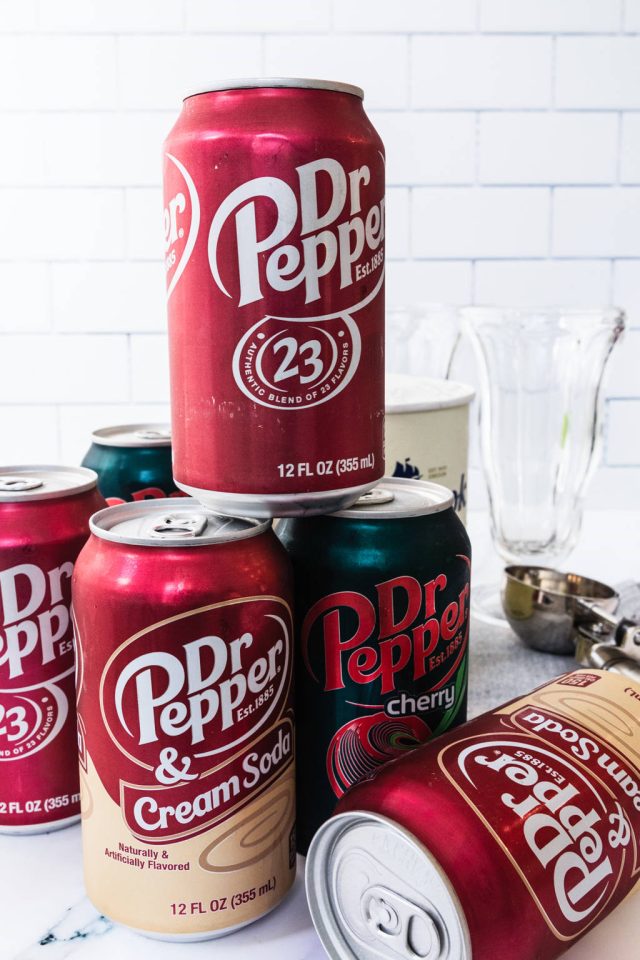 a photo of different types of Dr. Pepper in can