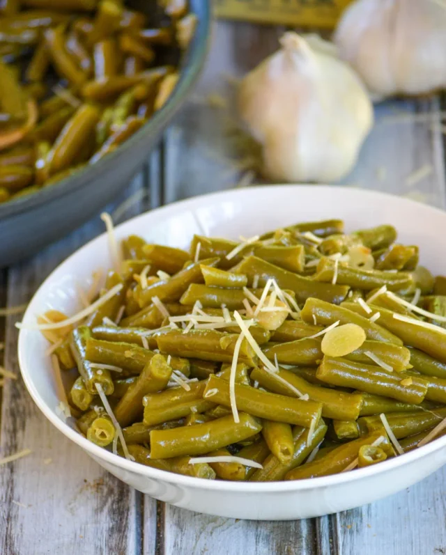 Garlic Parmesan Canned Green Beans for easy canned green beans recipes