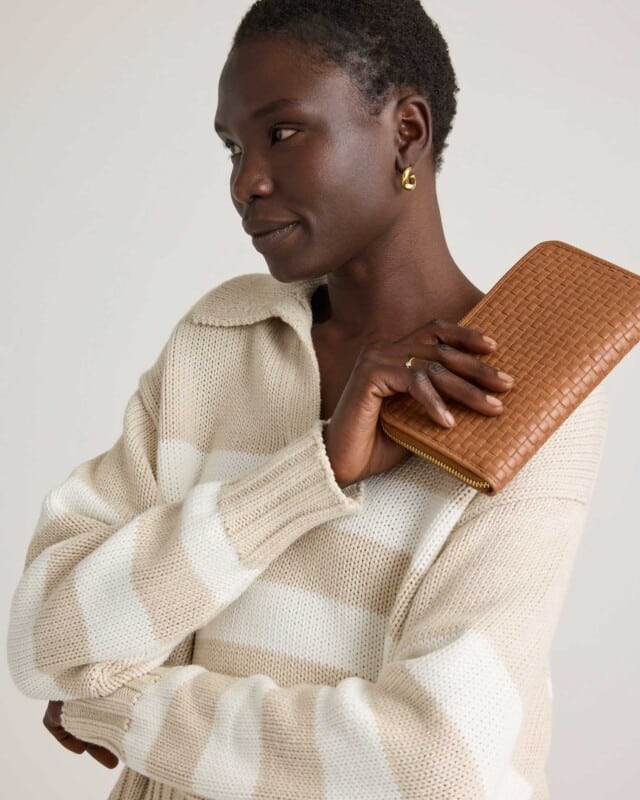 Quince Italian Leather Handwoven Continental Wallet for birthday gifts for her