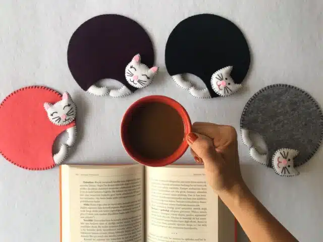 Cute Cat Coasters for birthday gifts for woman