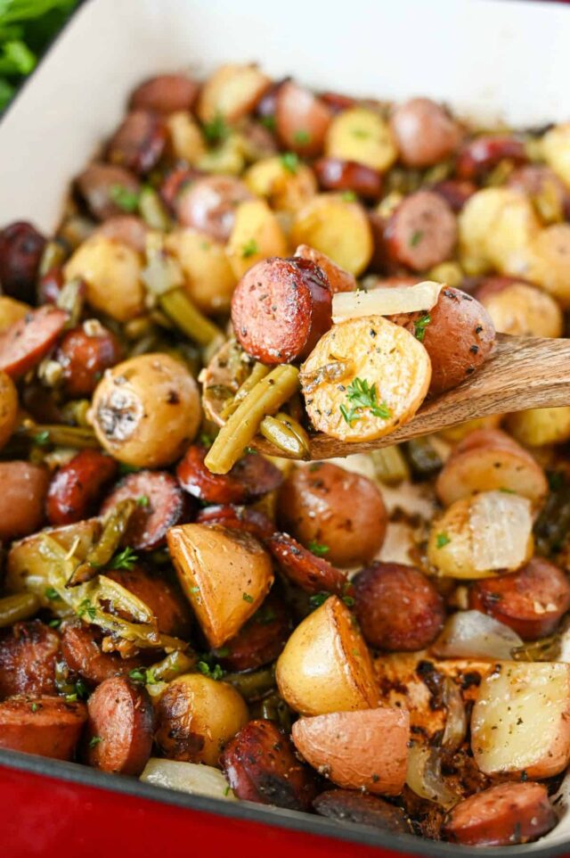 Sausage and Green Bean Potato Bake for best canned green beans recipe