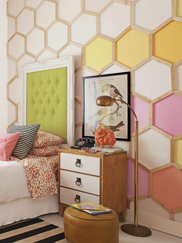 DIY Honeycomb Hexagon Wall Treatment for easy wall painting ideas