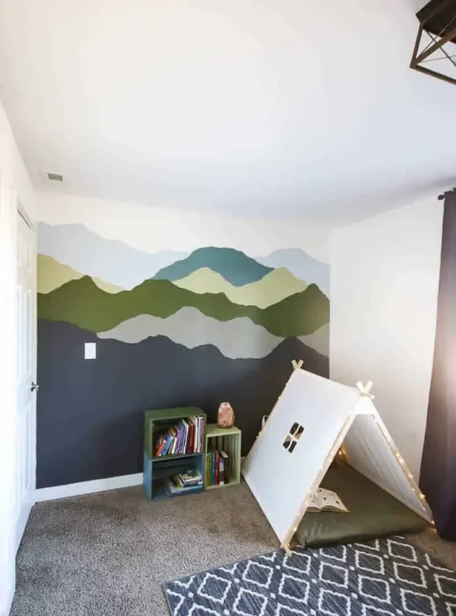 Mountain Mural for little boys bedroom