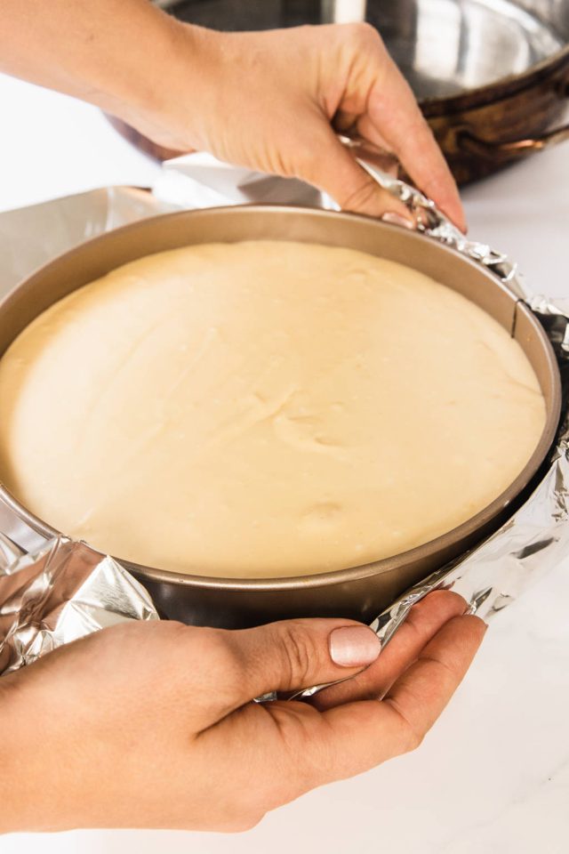 Wrapping the Cheesecake Pan with a foil