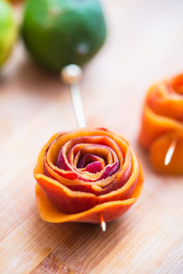 Rose garnish peach daiquiri