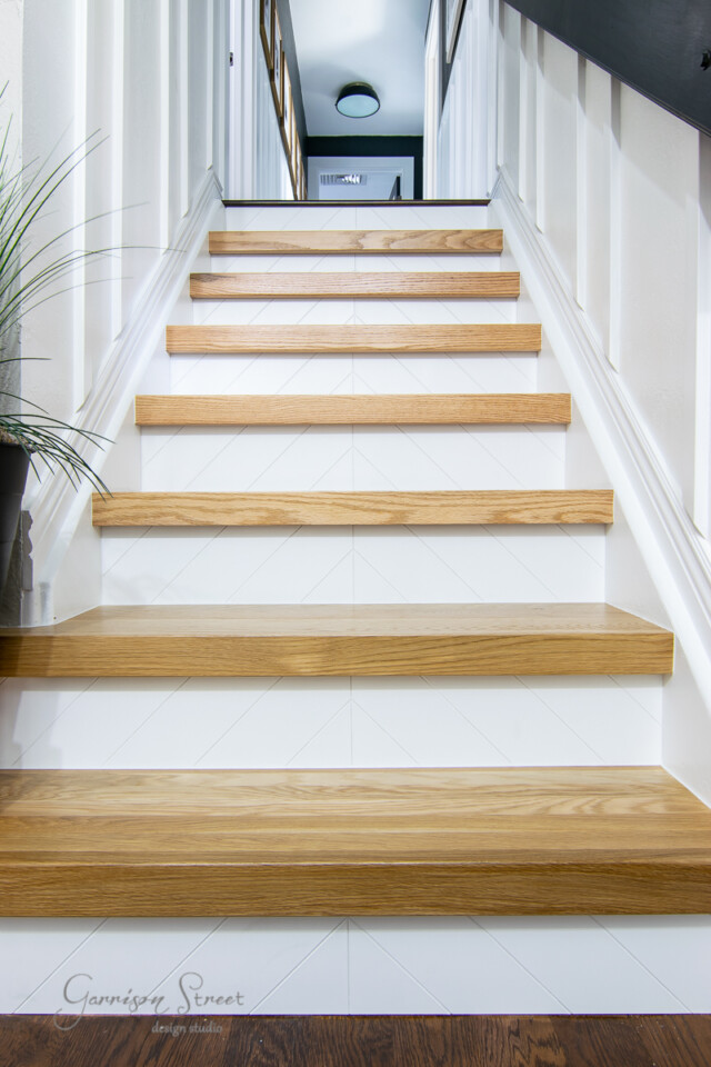 DIY Modern Stair Treads & Risers for stair riser ideas