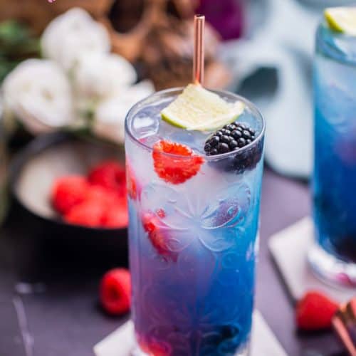 colorful cocktail drink with lemon garnish - Grateful dead cocktail recipe