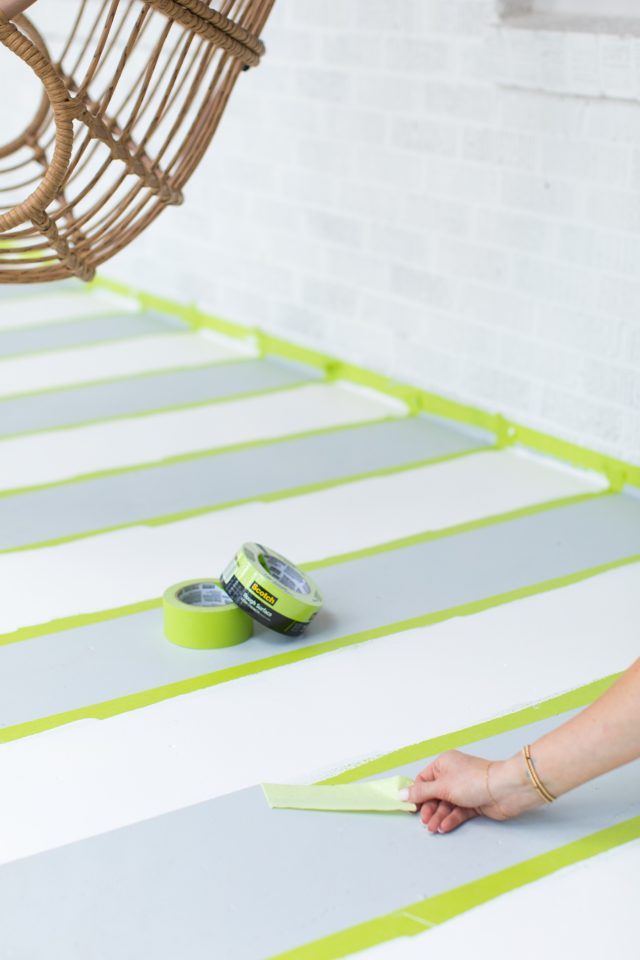 how to paint a porch - photo of how easy it is to peel the painter's tape by sugar & cloth